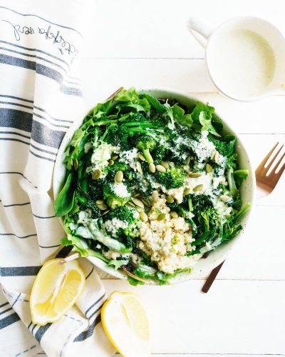 Go Green Bowls with Lemon Yogurt Sauce