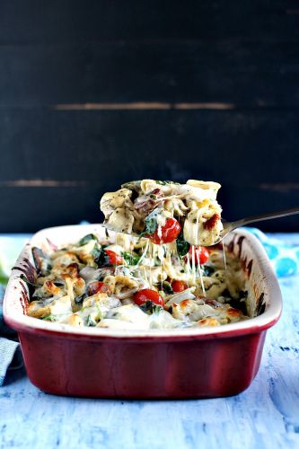 Sausage Pesto Tortellini Casserole