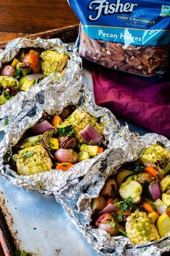 Pesto Butter Veggie Foil Packets