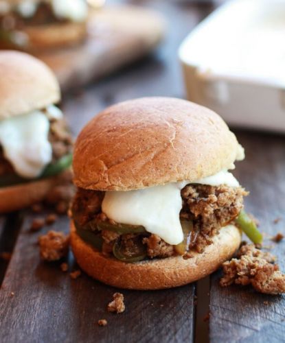 Chicken Cheesesteak Sloppy Joe Sliders