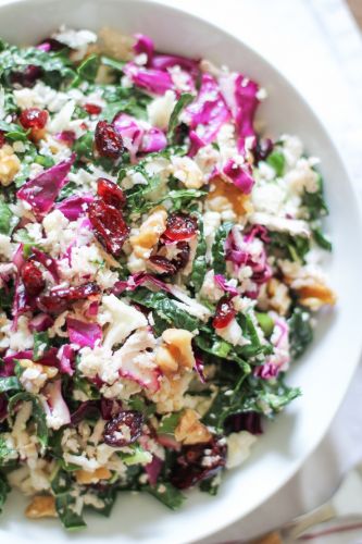 Raw Cauliflower Couscous with Kale and Cabbage