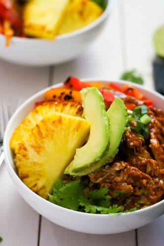 Slow Cooker Hawaiian Pork Burrito Bowls