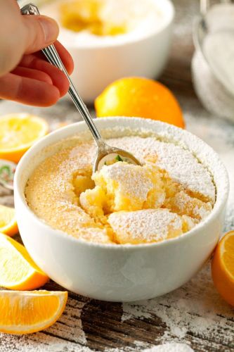 Gooey Lemon Soufflé Pudding Cakes