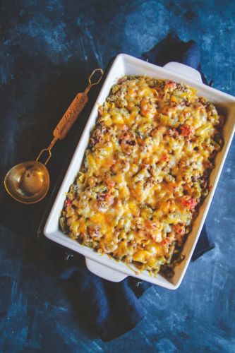 5-Ingredient Cheesy Beef and Egg Noodle Casserole