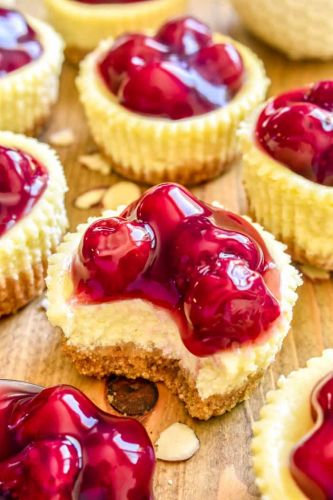 Mini Amaretto Cherry Cheesecakes