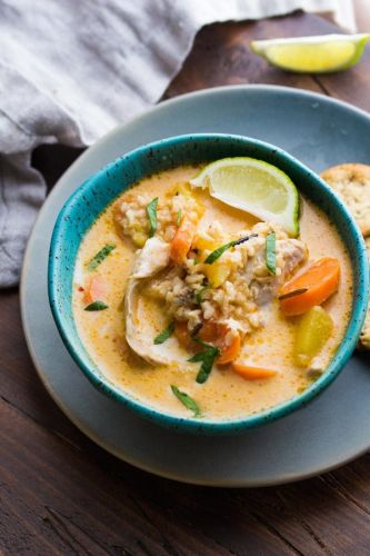 Thai Slow Cooker Chicken and Wild Rice Soup