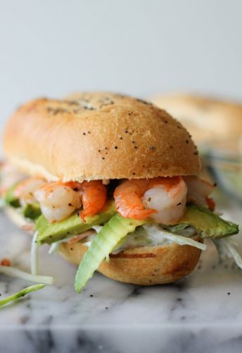 Shrimp Sandwich with Avocado and Broccoli Slaw