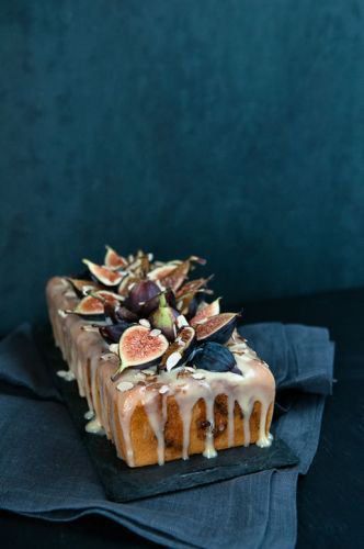 Fig almond tea cake with coconut honey glaze