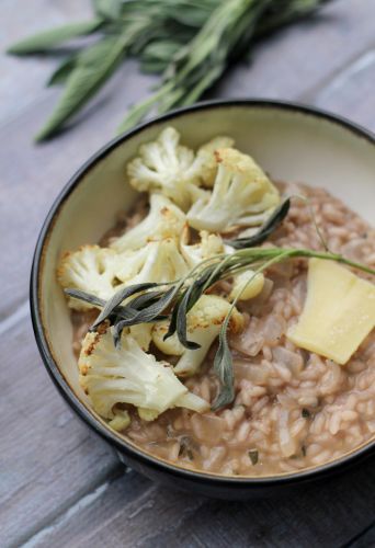 Roasted cauliflower, sage and almond risotto