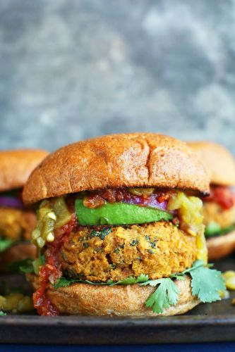 Mexican green chili veggie burger