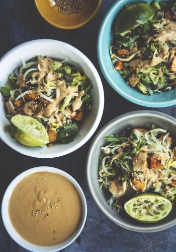 Asian salad with ginger peanut dressing