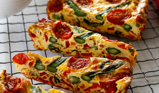 Asparagus and Tomato Frittata Slice