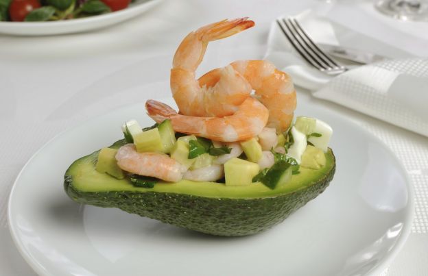 Shrimp and cucumber stuffed avocados