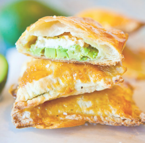 Avocado, cream cheese and salsa-stuffed puff pastries