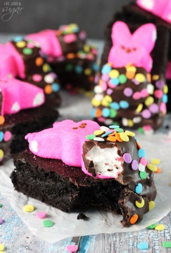 Bunny Peeps in a blanket Brownies