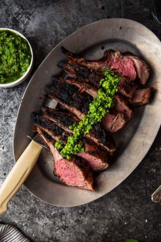 Grilled Rack of Lamb with Pistachio Basil Pesto