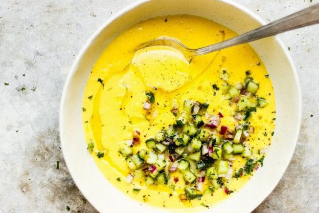 Farmer's Market Chilled Soup with Cucumber Salad