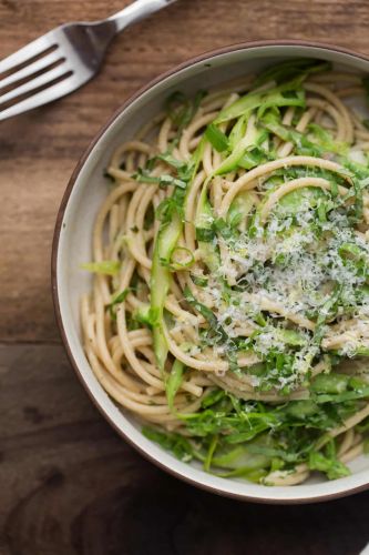 spring pasta with shaved asparagus