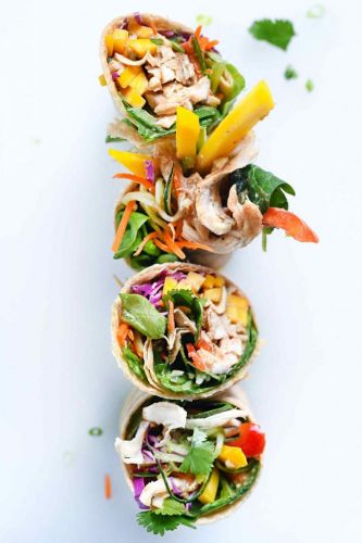 Chicken and Mango Rainbow Veggie Wraps