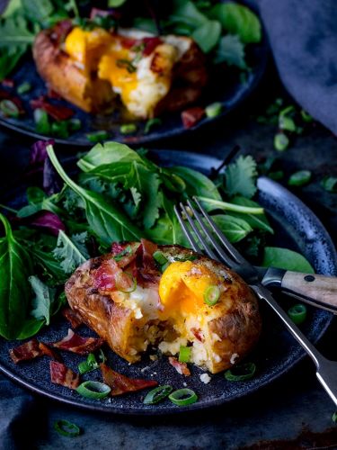 Stuff Your Potatoes with Eggs and Bacon