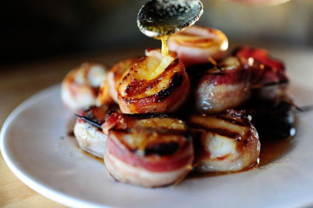 Bacon-Wrapped Scallops with Chili Butter