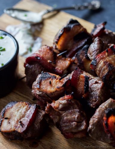 Bacon Wrapped Tenderloin Bites with Creamy Horseradish Sauce