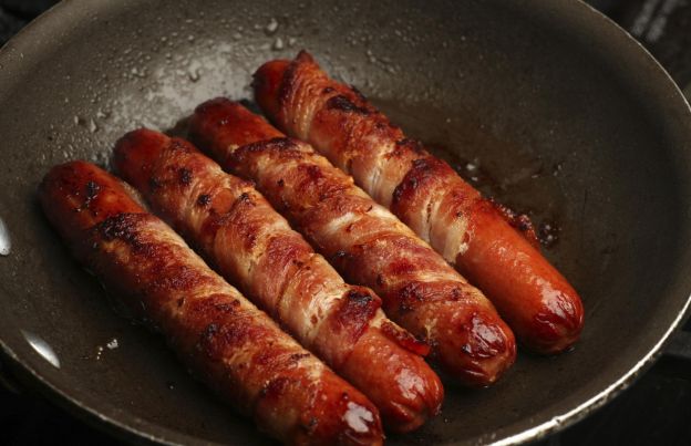 2-step bacon-wrapped hot dogs