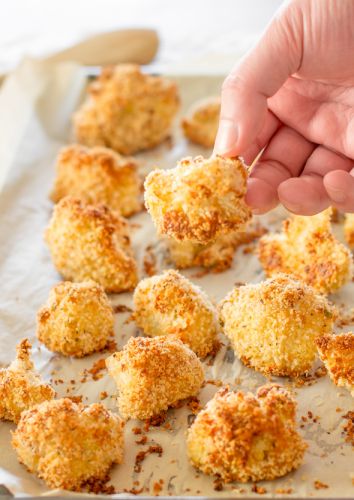 Baked breaded cauliflower florets