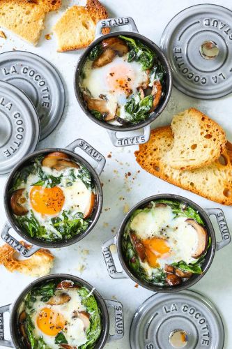 Baked Eggs with Mushrooms and Spinach