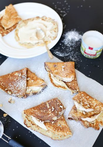 Banana crepes with fleur de sel caramel cream