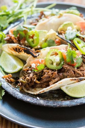 Poblano Braised Beef Tacos