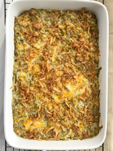 Creamy. Cheesy Green bean casserole