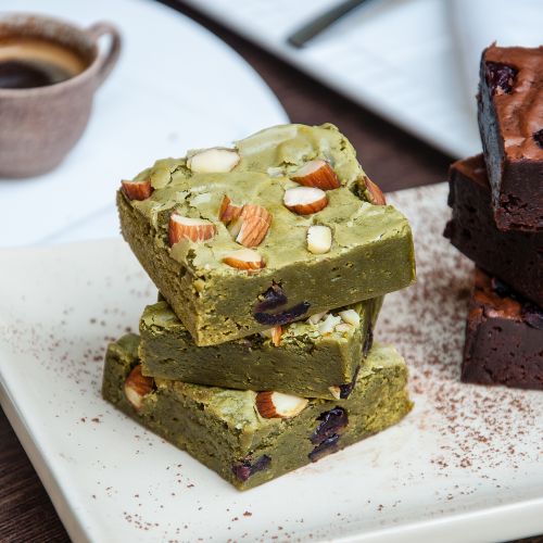 Matcha Almond Brownies