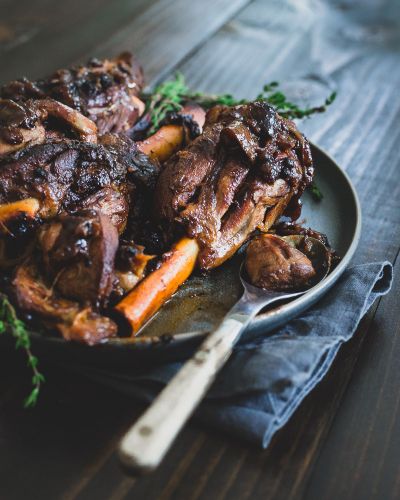 Apple Cider Braised Lamb Shanks