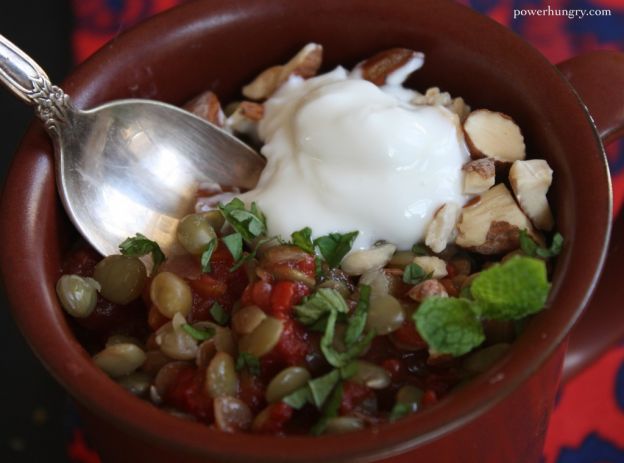 Spiced Lentils with Yogurt, Almonds and Mint