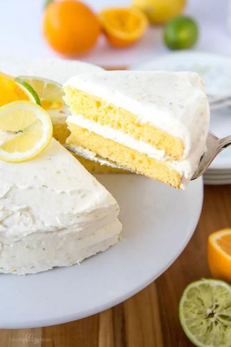 Citrus Cake with Whipped Cream Cream Cheese Frosting