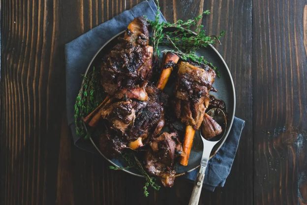 Apple Cider Braised Lamb Shanks