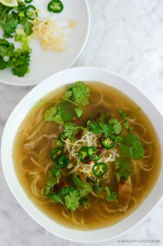 Beef pho noodle soup