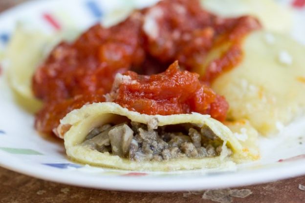 Beef and mushroom ravioli