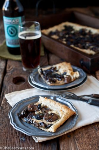 Beer Caramelized Mushroom Gorgonzola Tart