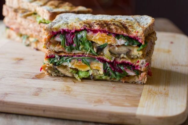 Grilled Egg, Avocado and Cheese Sandwich with Beetroot Relish