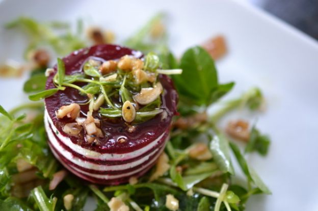 Beet and goat cheese Napoleons