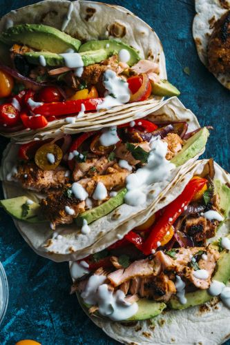 Blackened Salmon Fajitas