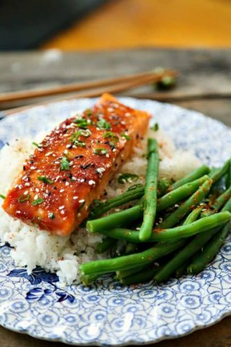 Blood Orange Miso Glazed Broiled Salmon