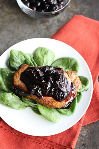 Blueberry balsamic pork chops