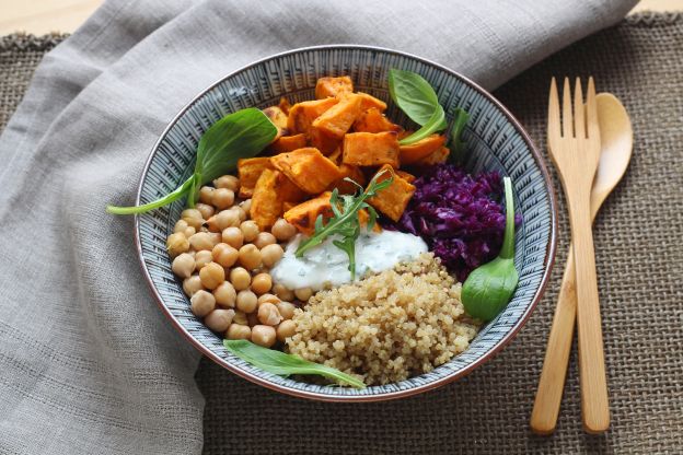 Wholesome Chickpea & Sweet Potato Buddha Bowl with Creamy Chive Dressing