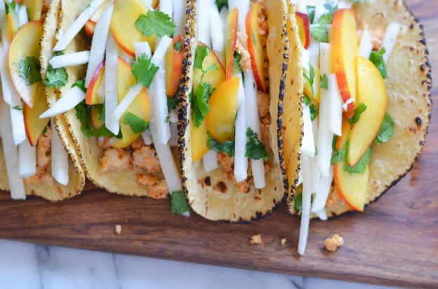 Tuna and Jicama peach tacos