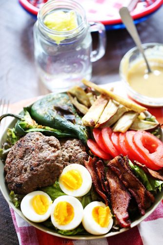 Burger Salad with Mustard Dressing