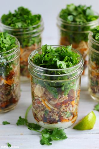 Burrito bowl mason jar salads