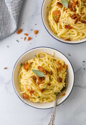 Creamy Butternut Squash Pasta with Bacon